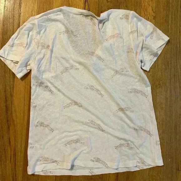 NWT Rails Cara Linen Jersey V Neck Tee Shirt Golden Cheetah White M - Picture 7 of 8